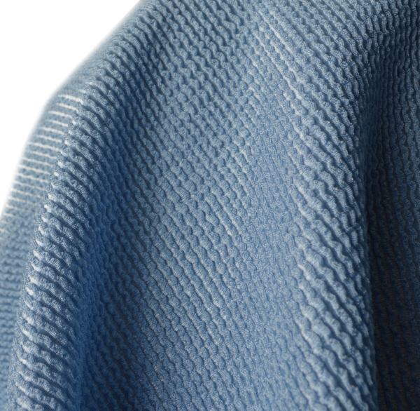 Wavy Shine é um tecido com efeito de nervuras regulares. Você pode usar na vertical ou na horizontal, pois tem elasticidade.